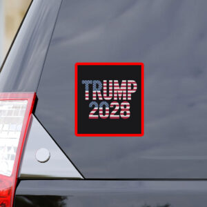Trump 2028 American Flag Sticker, Patriotic MAGA Election Sticker