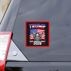 Trump 2028 Keep America Great American Flag Sticker
