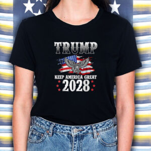 Trump 2028, Keep America Great American Flag Trump 2028 Shirt